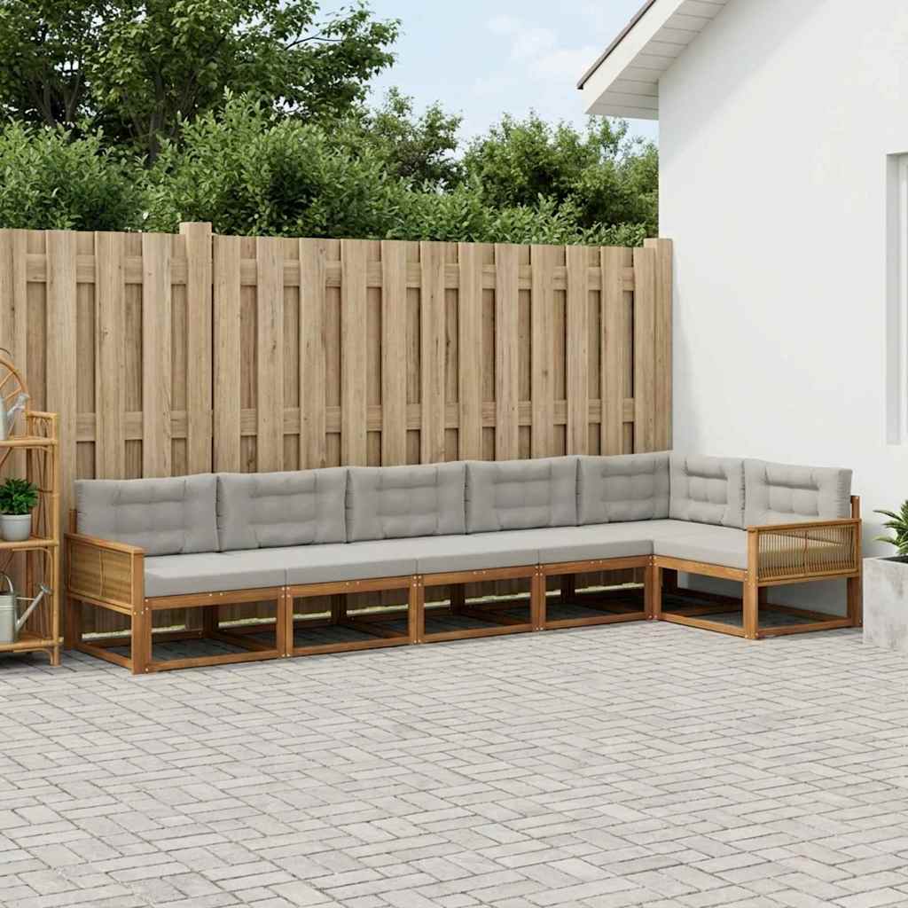 Ensemble de canapés d'extérieur 6 pcs Naturel et Gris clair - XIOS