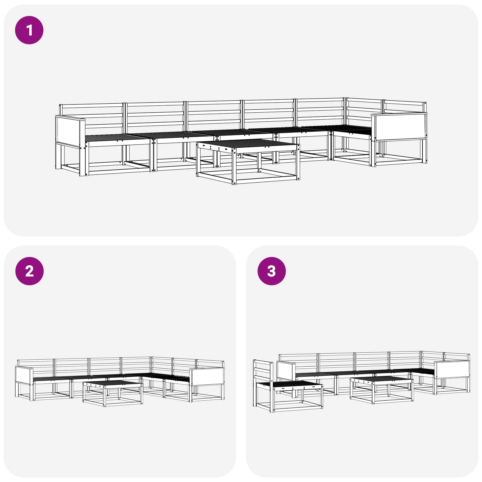 Ensemble de canapés d'extérieur 7 pcs Naturel - XIOS