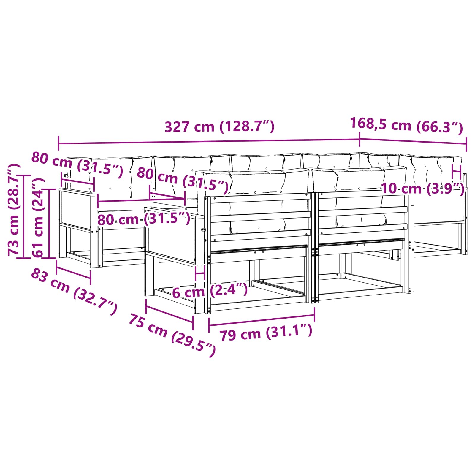 Ensemble de canapés d'extérieur 7 pcs Naturel et Anthracite - XIOS