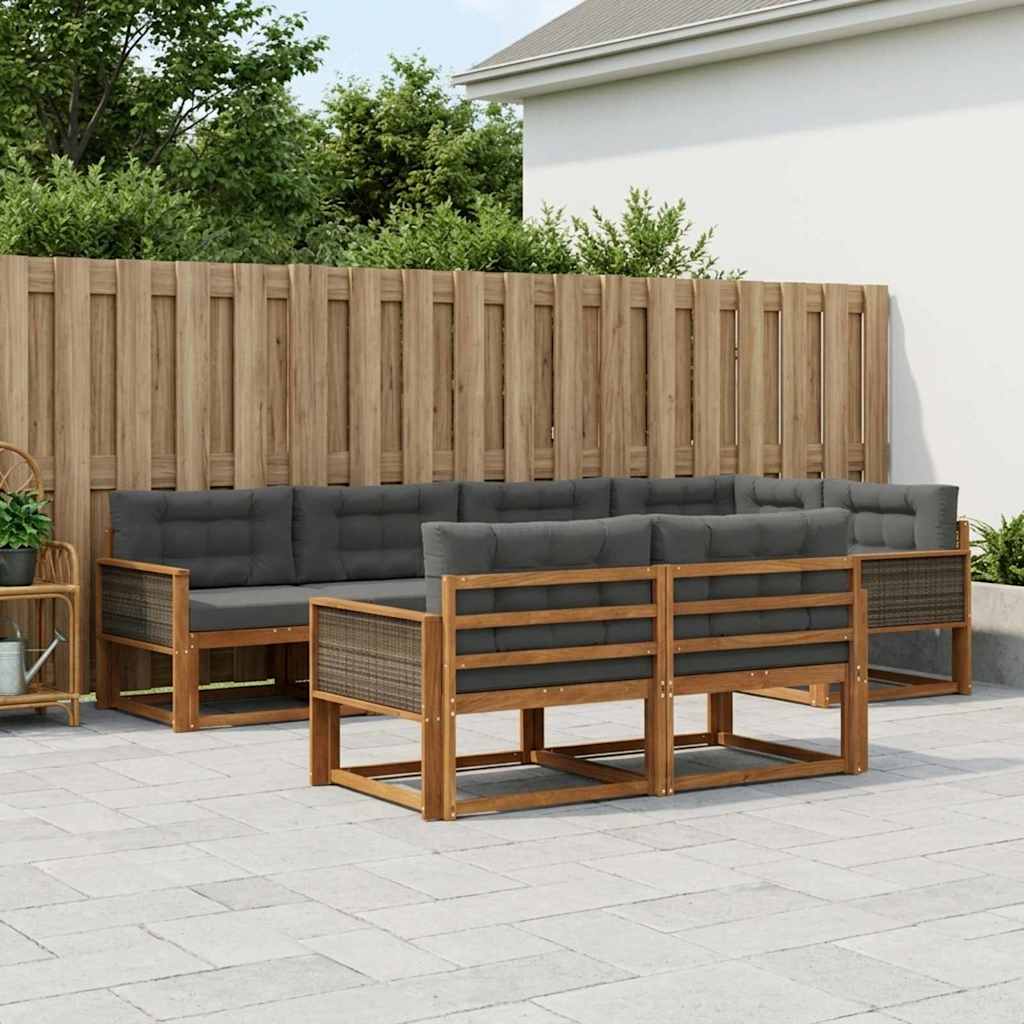 Ensemble de canapés d'extérieur 7 pcs Naturel et Anthracite - XIOS