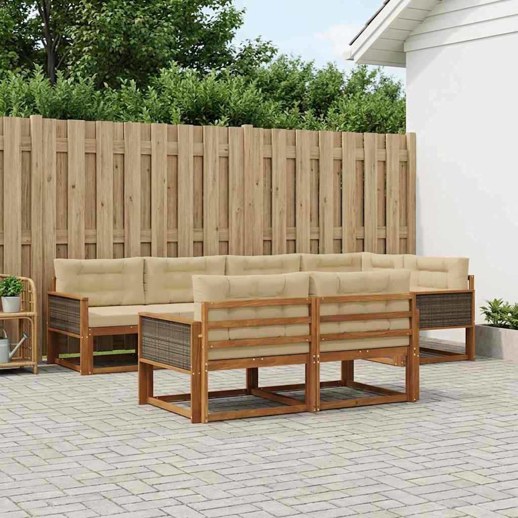 Ensemble de canapés d'extérieur 7 pcs Naturel et Beige - XIOS