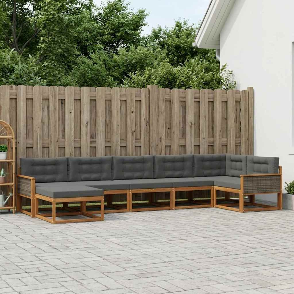 Ensemble de canapés d'extérieur 7 pcs Naturel et Anthracite - XIOS