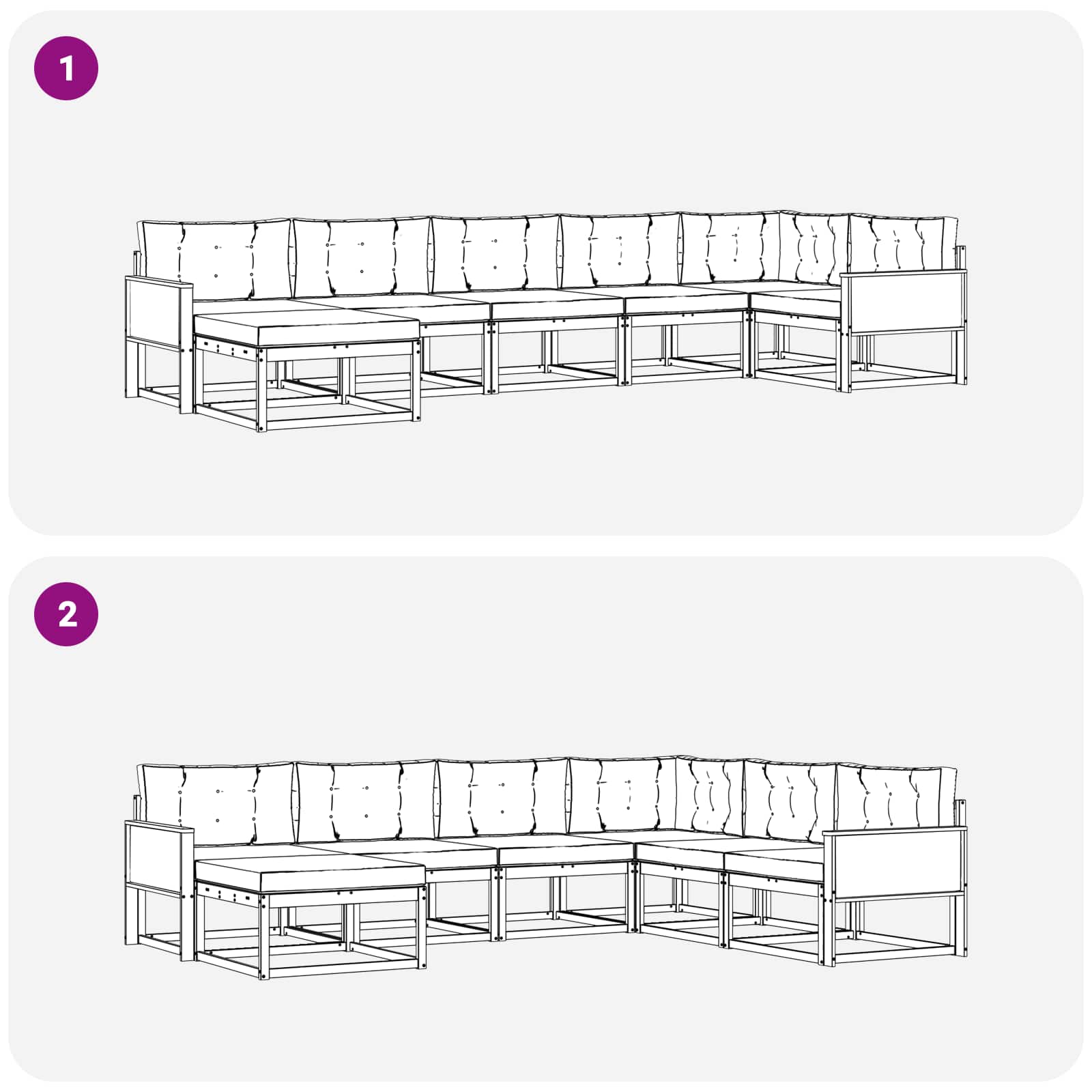 Ensemble de canapés d'extérieur 7 pcs Naturel et Beige - XIOS