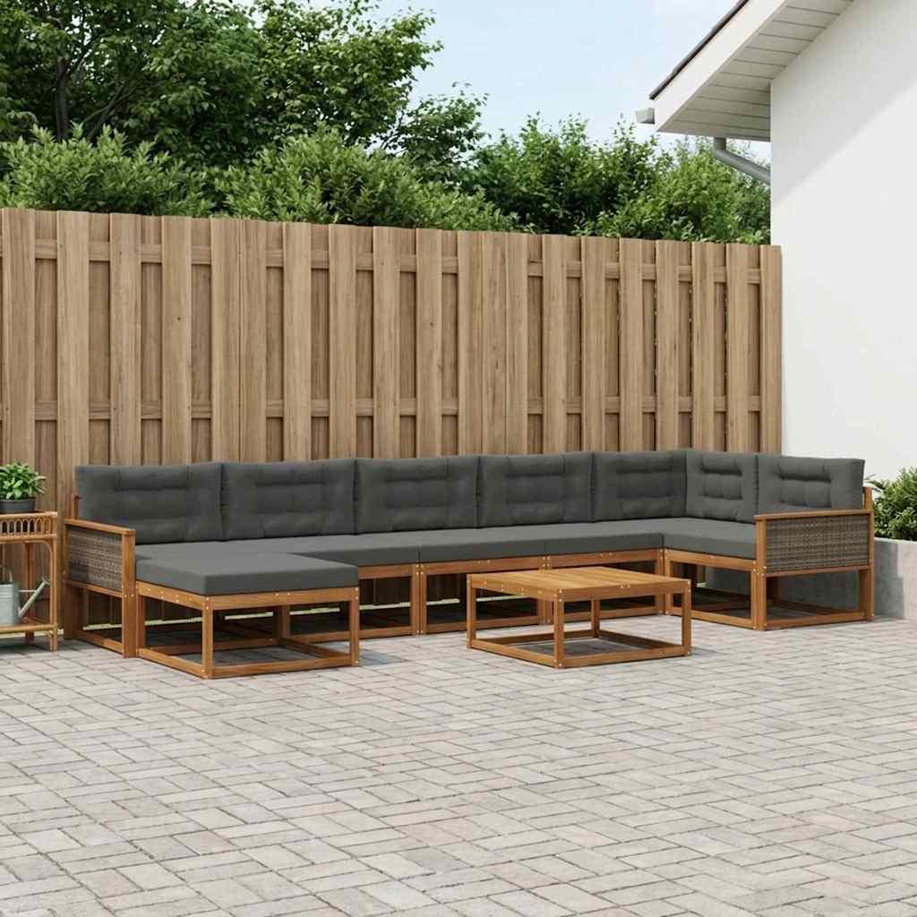 Ensemble de canapés d'extérieur 8 pcs Naturel et Anthracite - XIOS