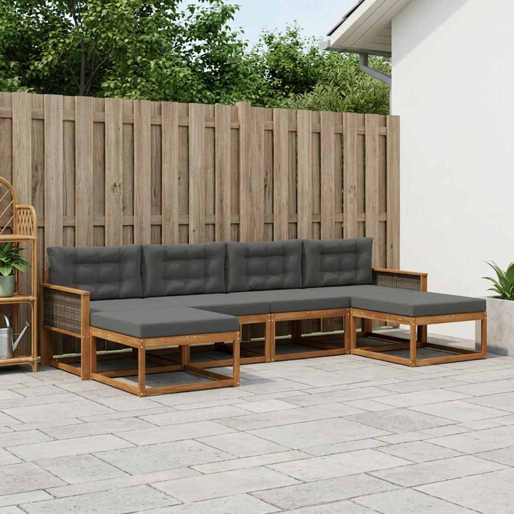 Ensemble de canapés d'extérieur 6 pcs Naturel et Anthracite - XIOS