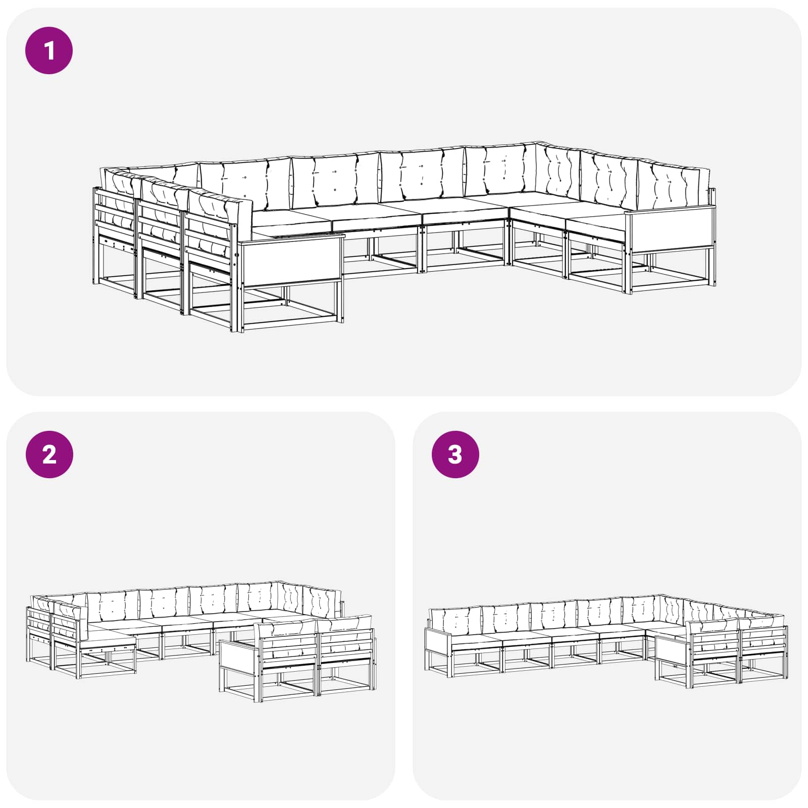 Ensemble de canapés d'extérieur 9 pcs Naturel et Anthracite - XIOS