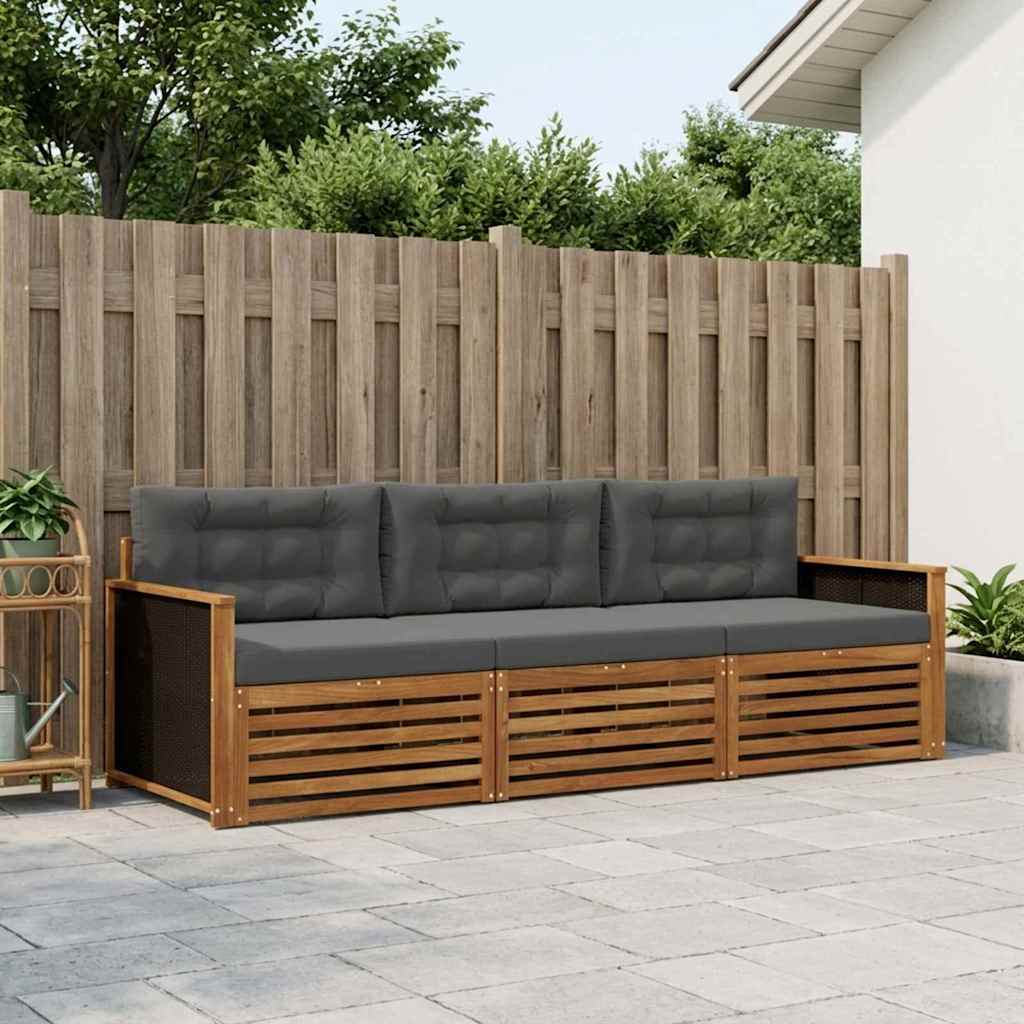 Ensemble de canapés d'extérieur 3 pcs Naturel et Anthracite - XIOS