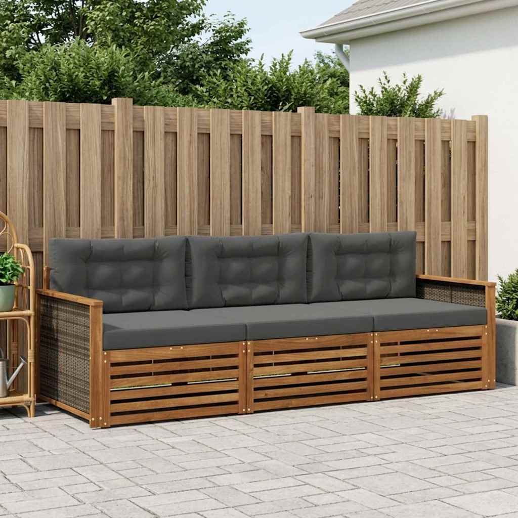 Ensemble de canapés d'extérieur 3 pcs Naturel et Anthracite - XIOS