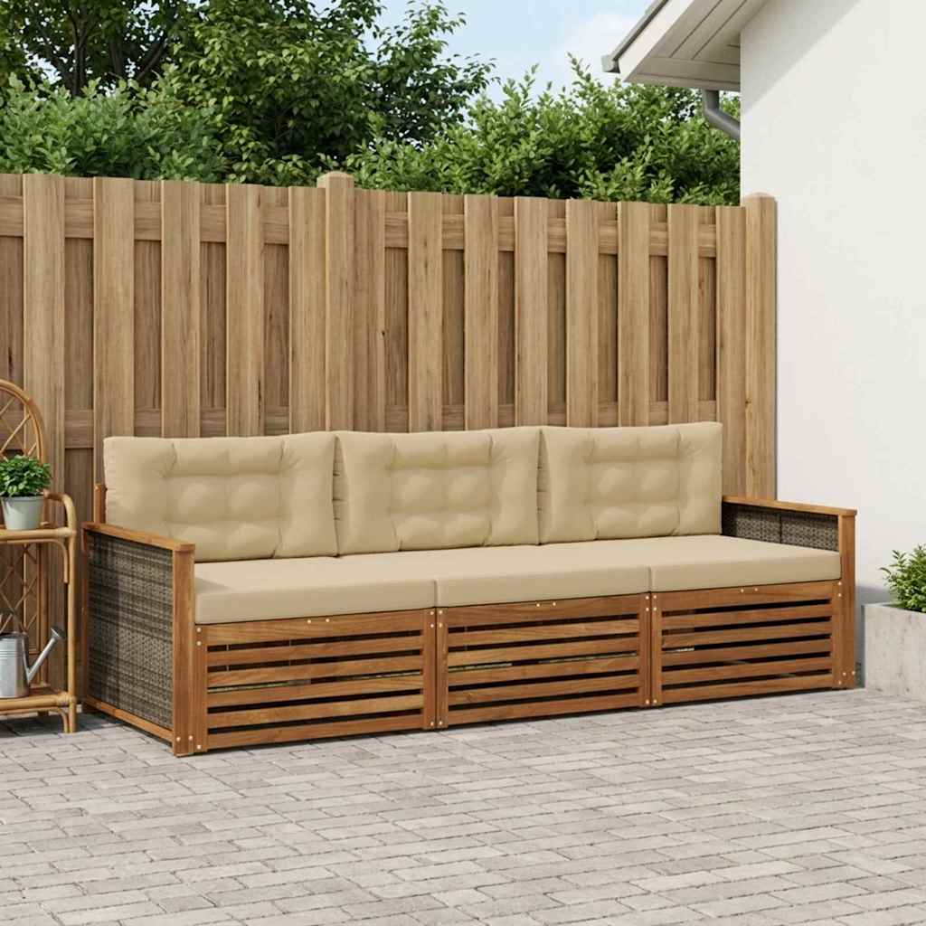 Ensemble de canapés d'extérieur 3 pcs Naturel et Beige - XIOS