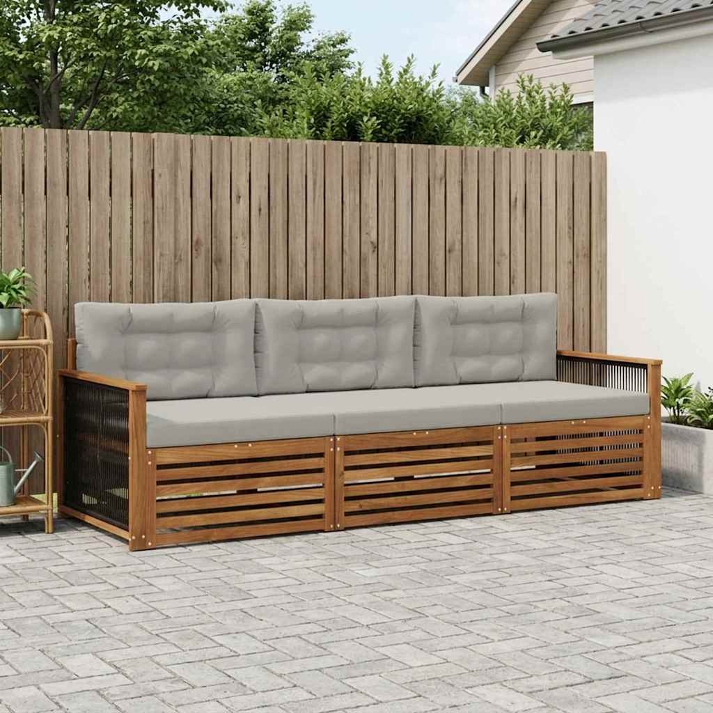 Ensemble de canapés d'extérieur 3 pcs Naturel et gris clair - XIOS