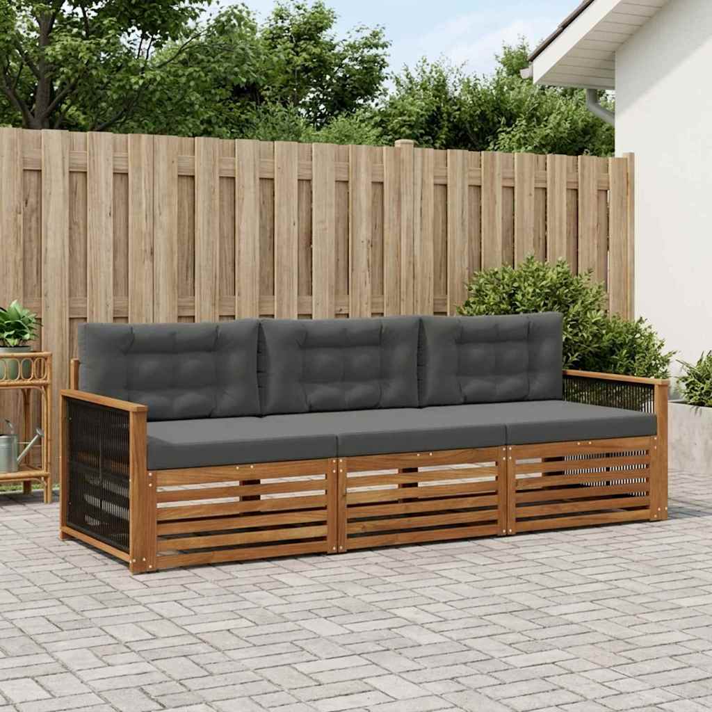 Ensemble de canapés d'extérieur 3 pcs Naturel et Anthracite - XIOS