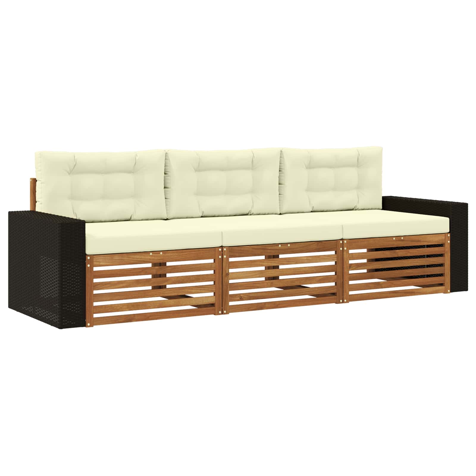 Ensemble de canapés d'extérieur 3 pc Naturel et Crème Polyester