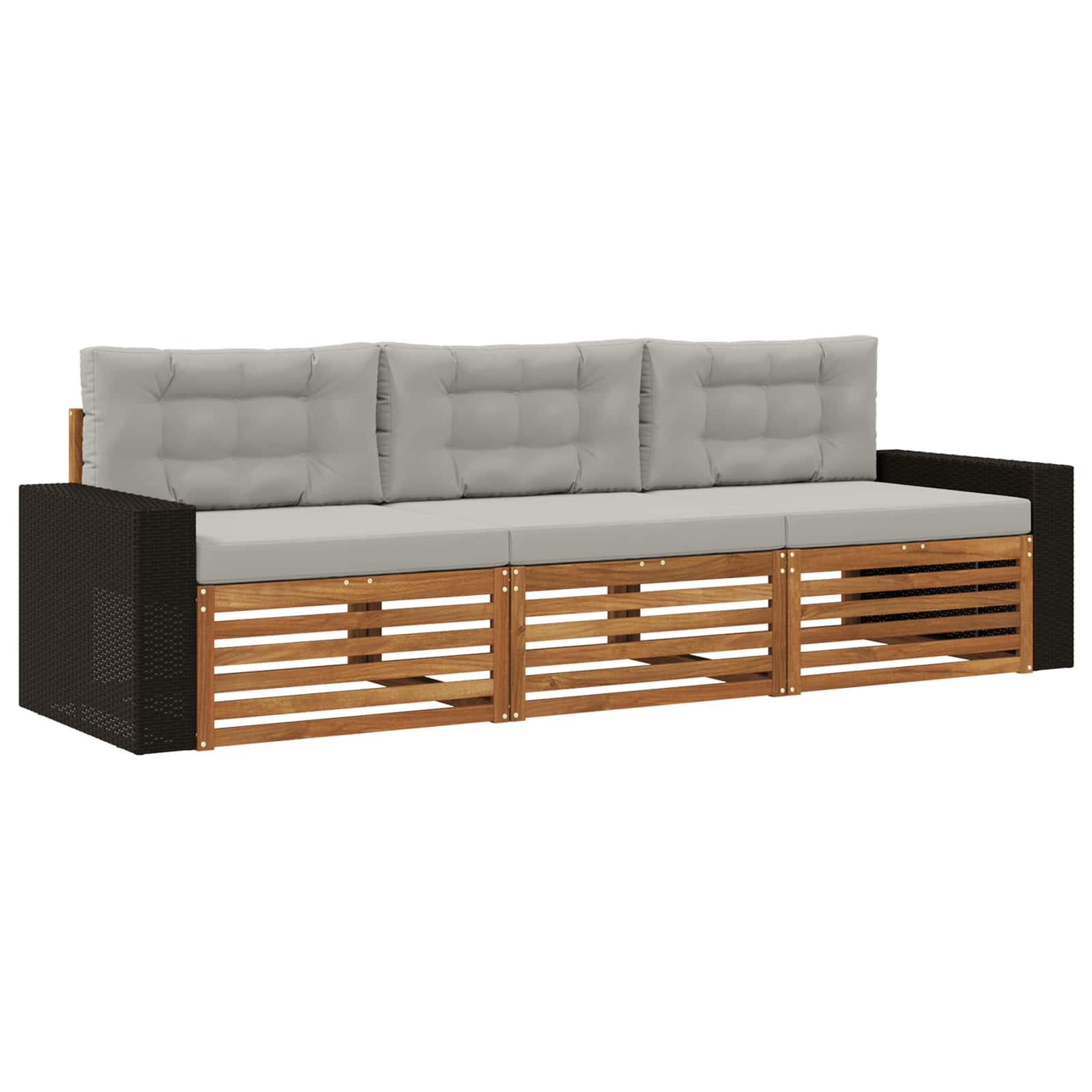 Ensemble de canapés d'extérieur 3 pcs Naturel et gris clair - XIOS