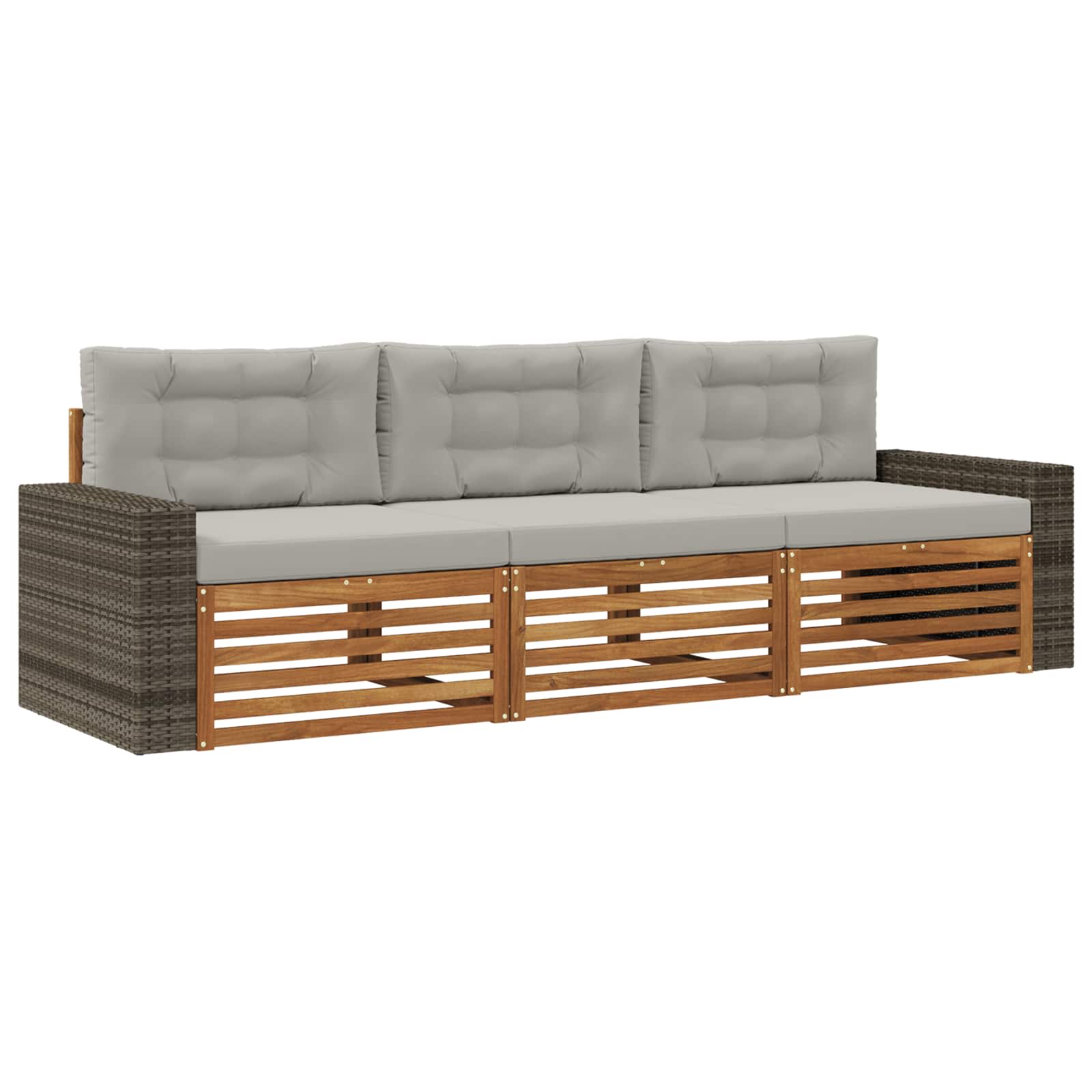 Ensemble de canapés d'extérieur 3 pcs Naturel et gris clair - XIOS