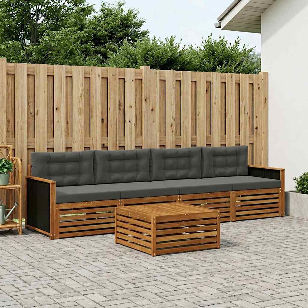 Ensemble de canapés d'extérieur 5 pcs Naturel et Anthracite - XIOS