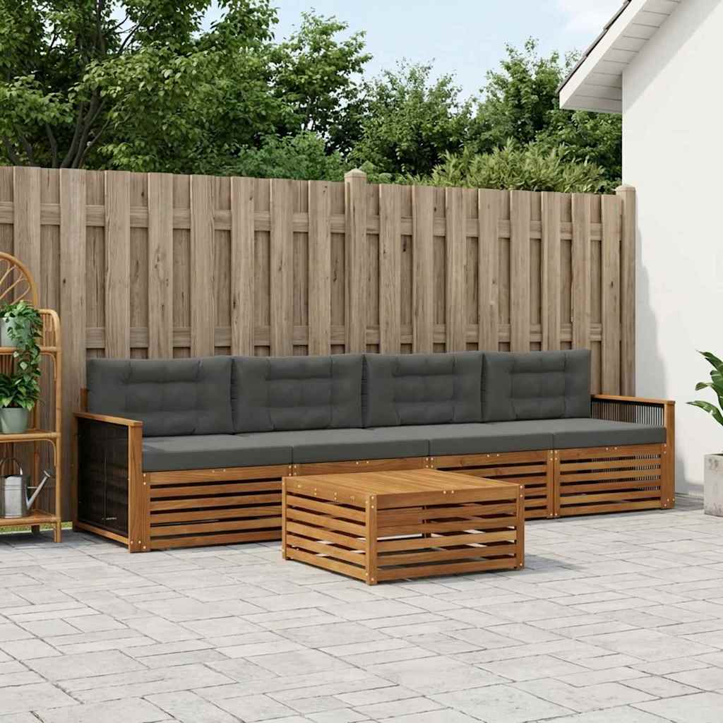 Ensemble de canapés d'extérieur 5 pcs Naturel et Anthracite - XIOS