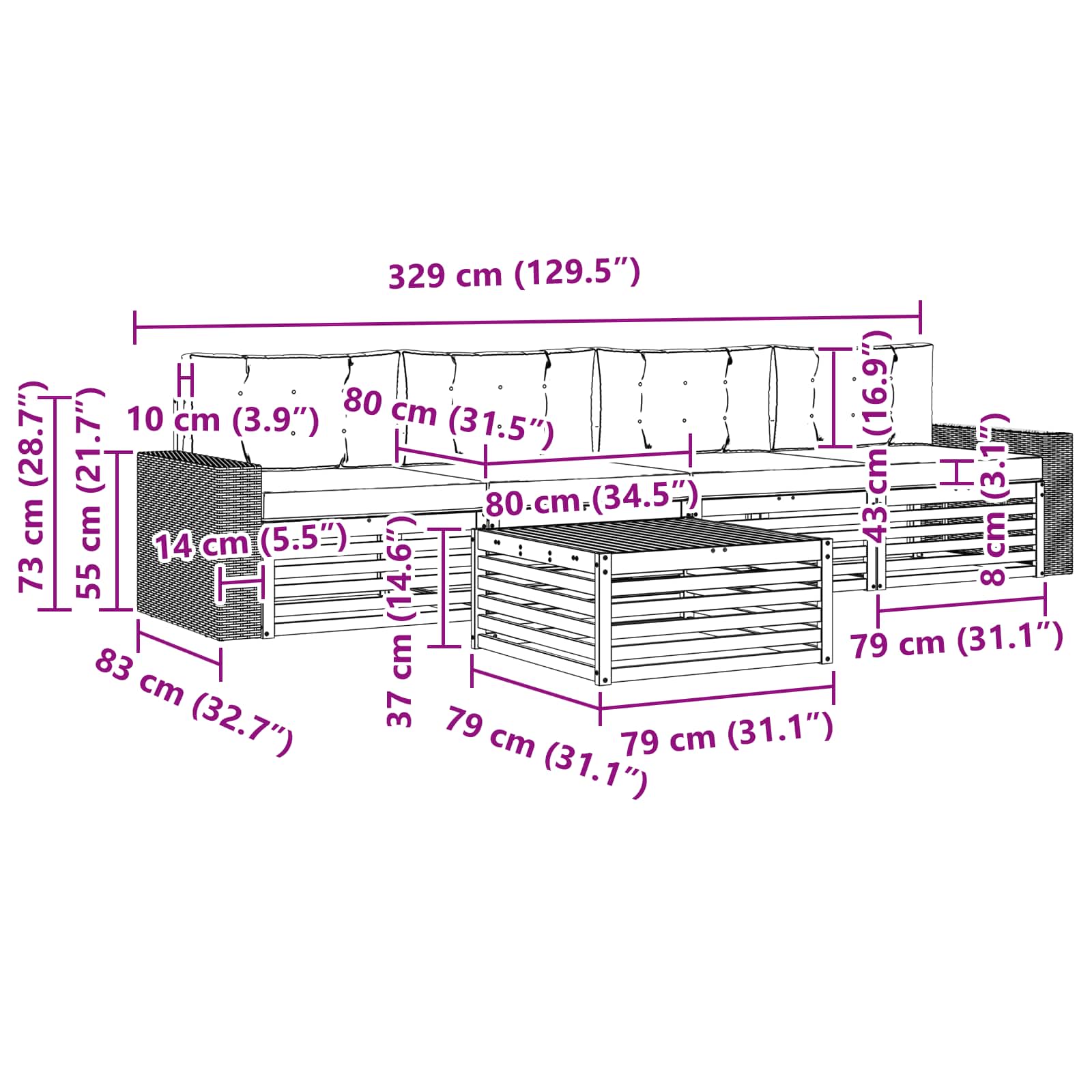 Ensemble de canapés d'extérieur 5 pcs Naturel et Beige - XIOS