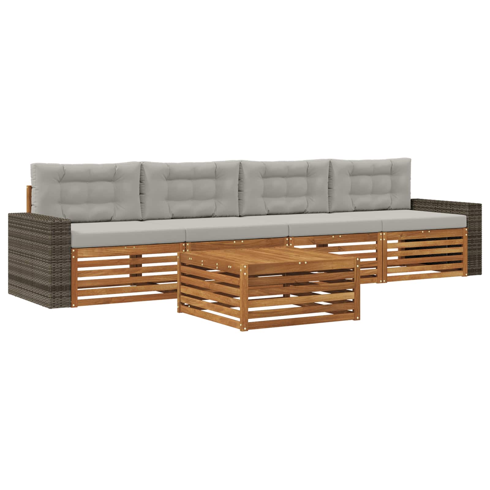 Ensemble de canapés d'extérieur 5 pcs Naturel et gris clair - XIOS