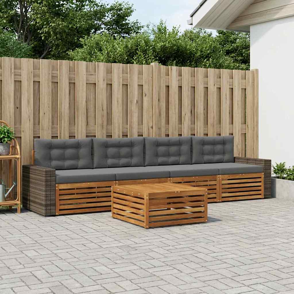Ensemble de canapés d'extérieur 5 pcs Naturel et Anthracite - XIOS
