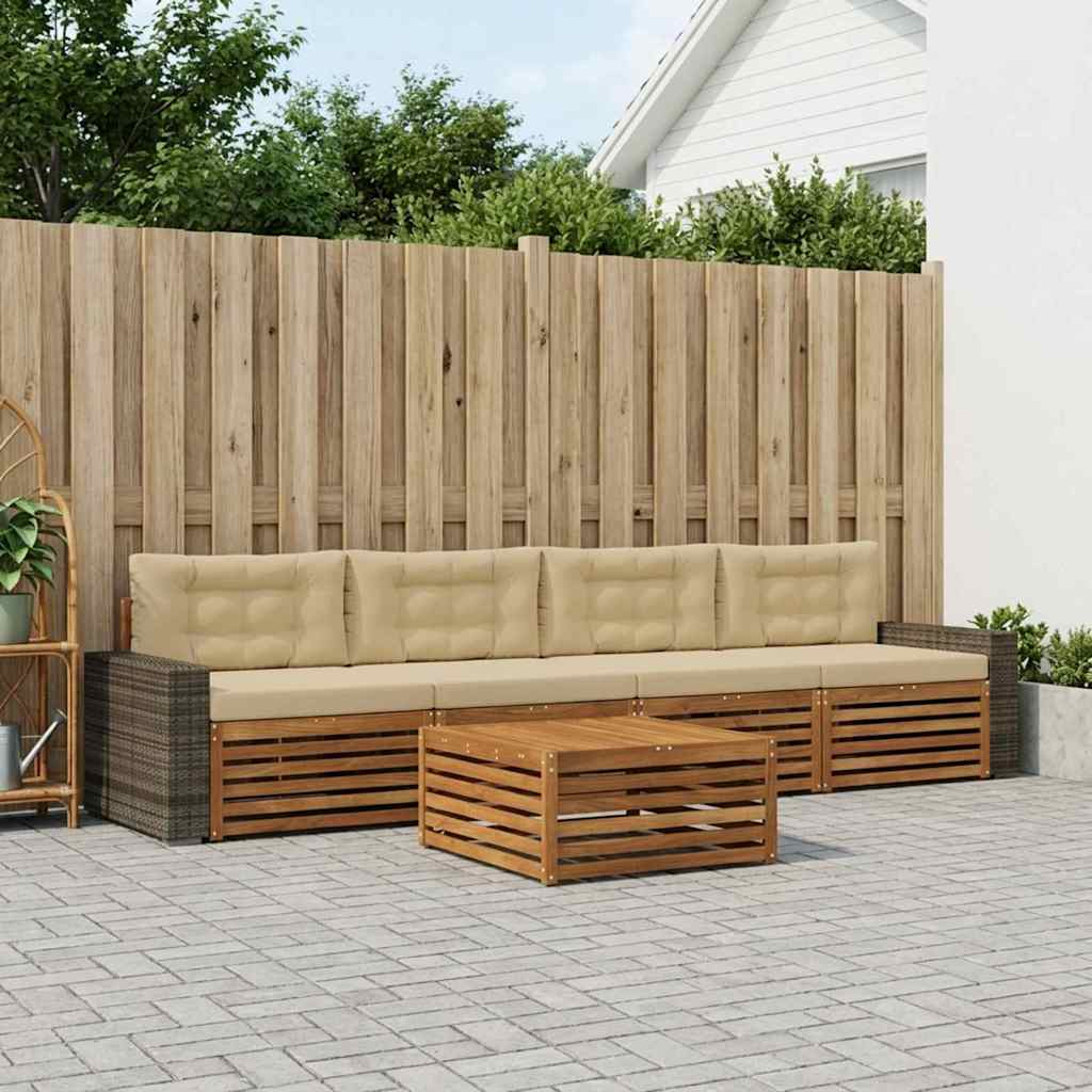 Ensemble de canapés d'extérieur 5 pcs Naturel et Beige - XIOS