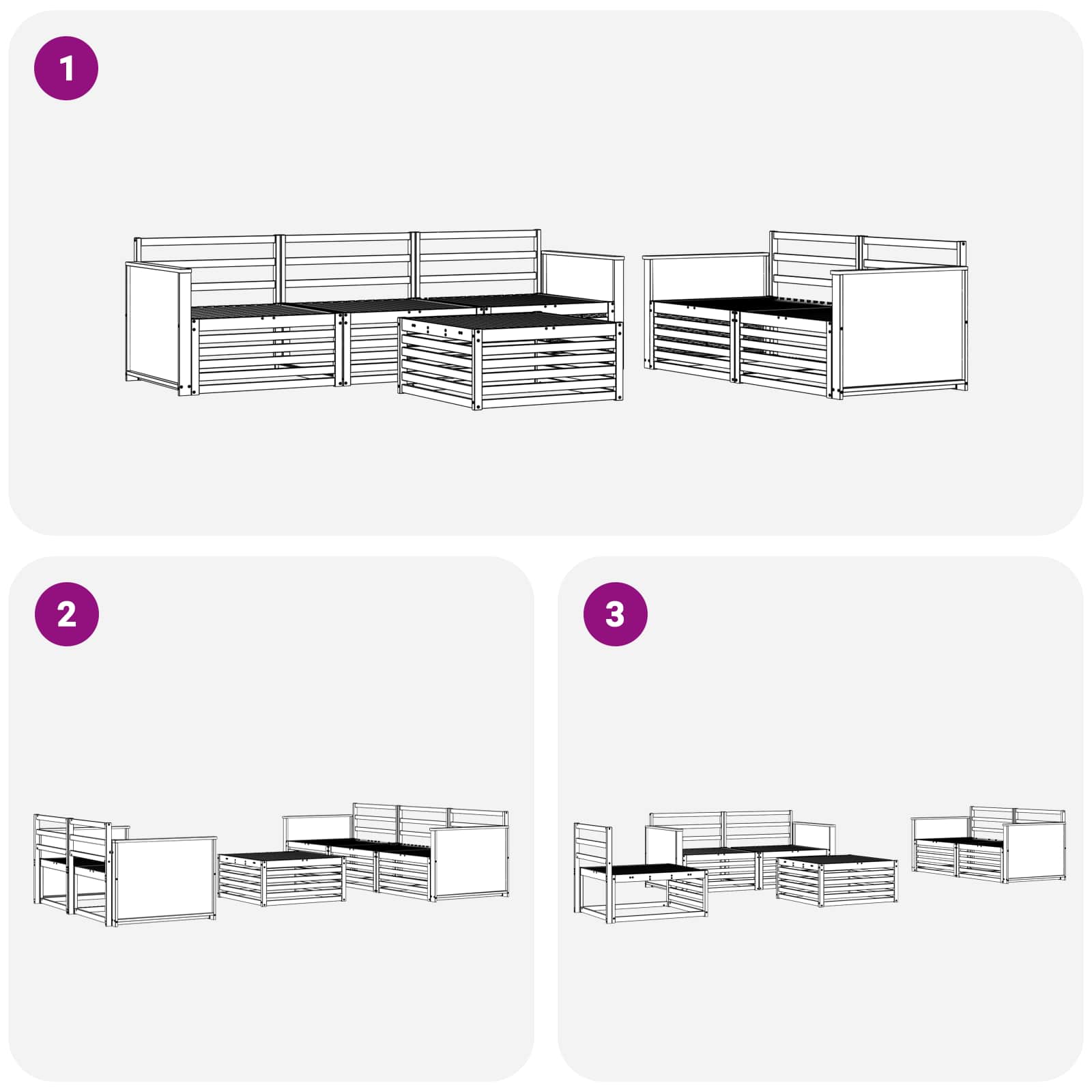 Ensemble de canapés d'extérieur 6 pcs Naturel - XIOS