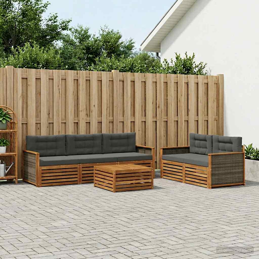 Ensemble de canapés d'extérieur 6 pcs Naturel et Anthracite - XIOS