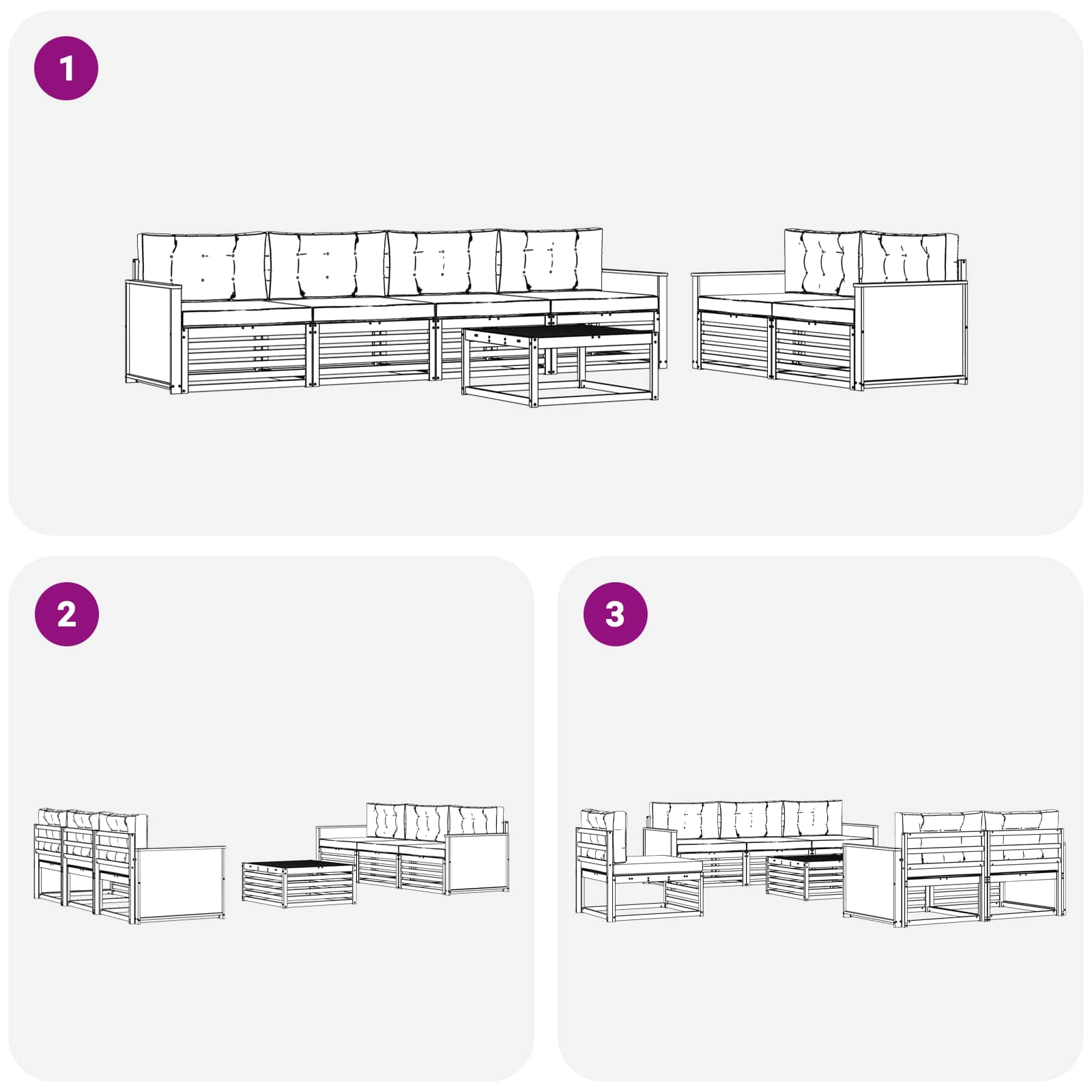 Ensemble de canapés d'extérieur 7 pcs Naturel et Anthracite - XIOS