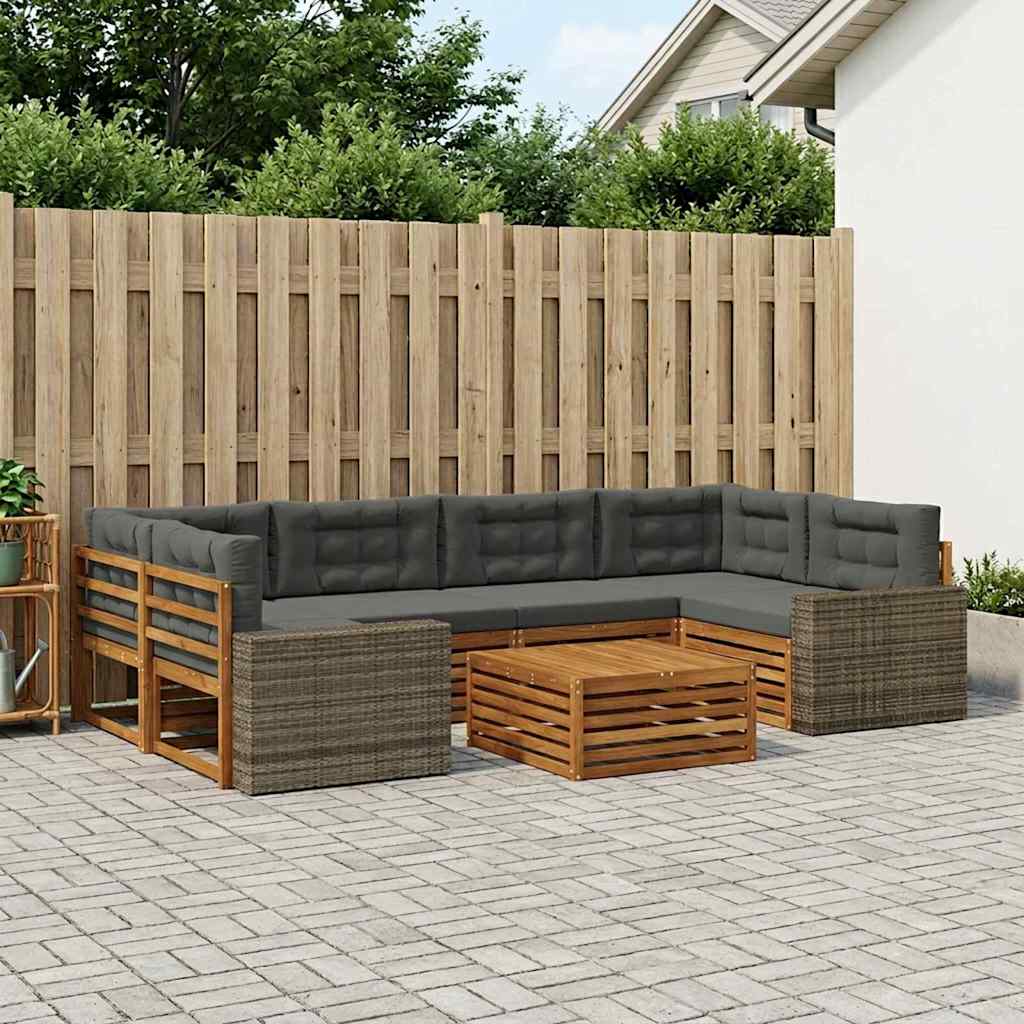 Ensemble de canapés d'extérieur 7 pcs Naturel et Anthracite - XIOS