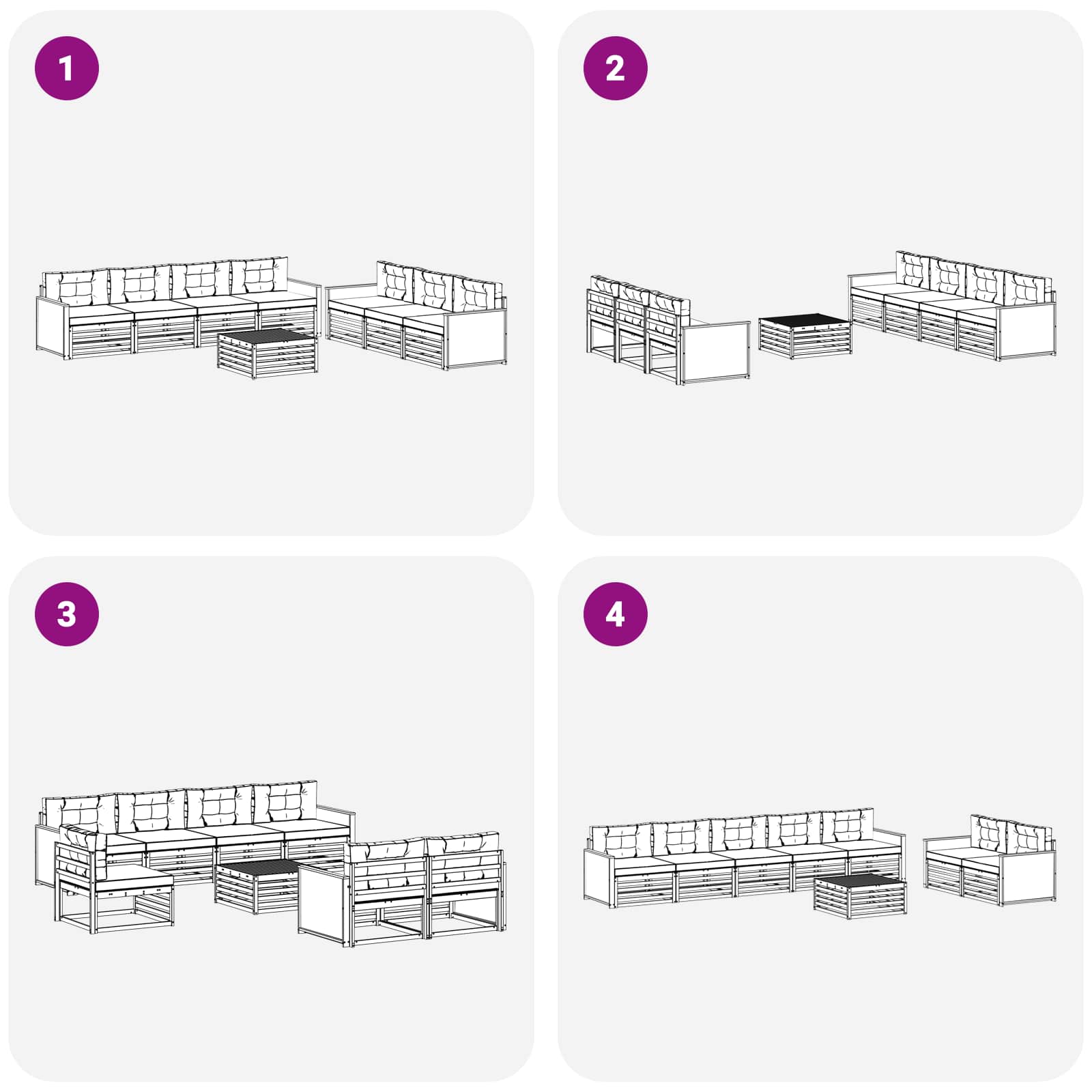 Ensemble de canapés d'extérieur 8 pcs Naturel et gris clair - XIOS