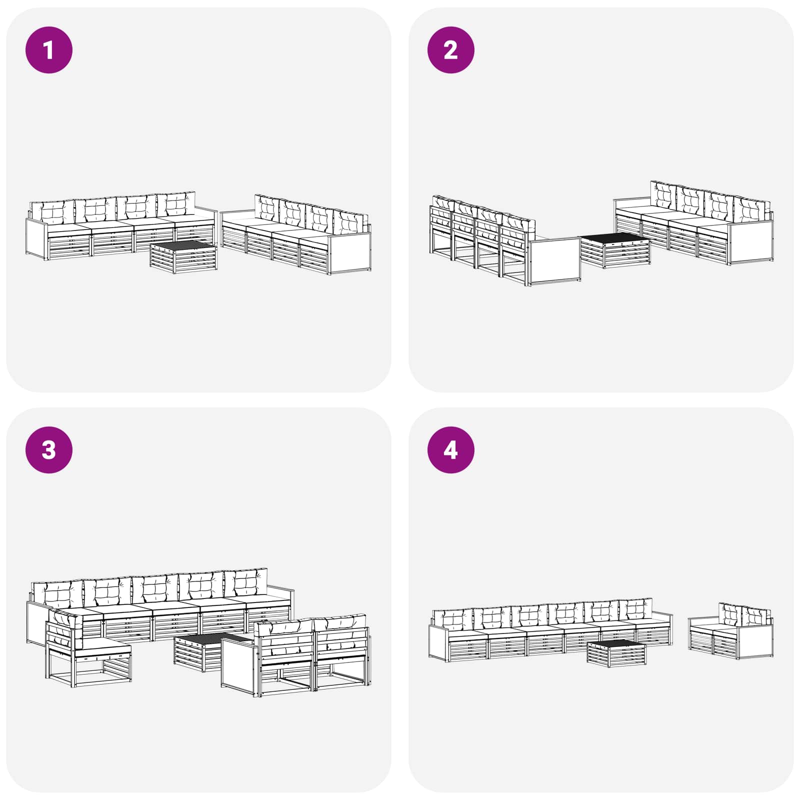 Ensemble de canapés d'extérieur 9 pcs Naturel et Beige - XIOS