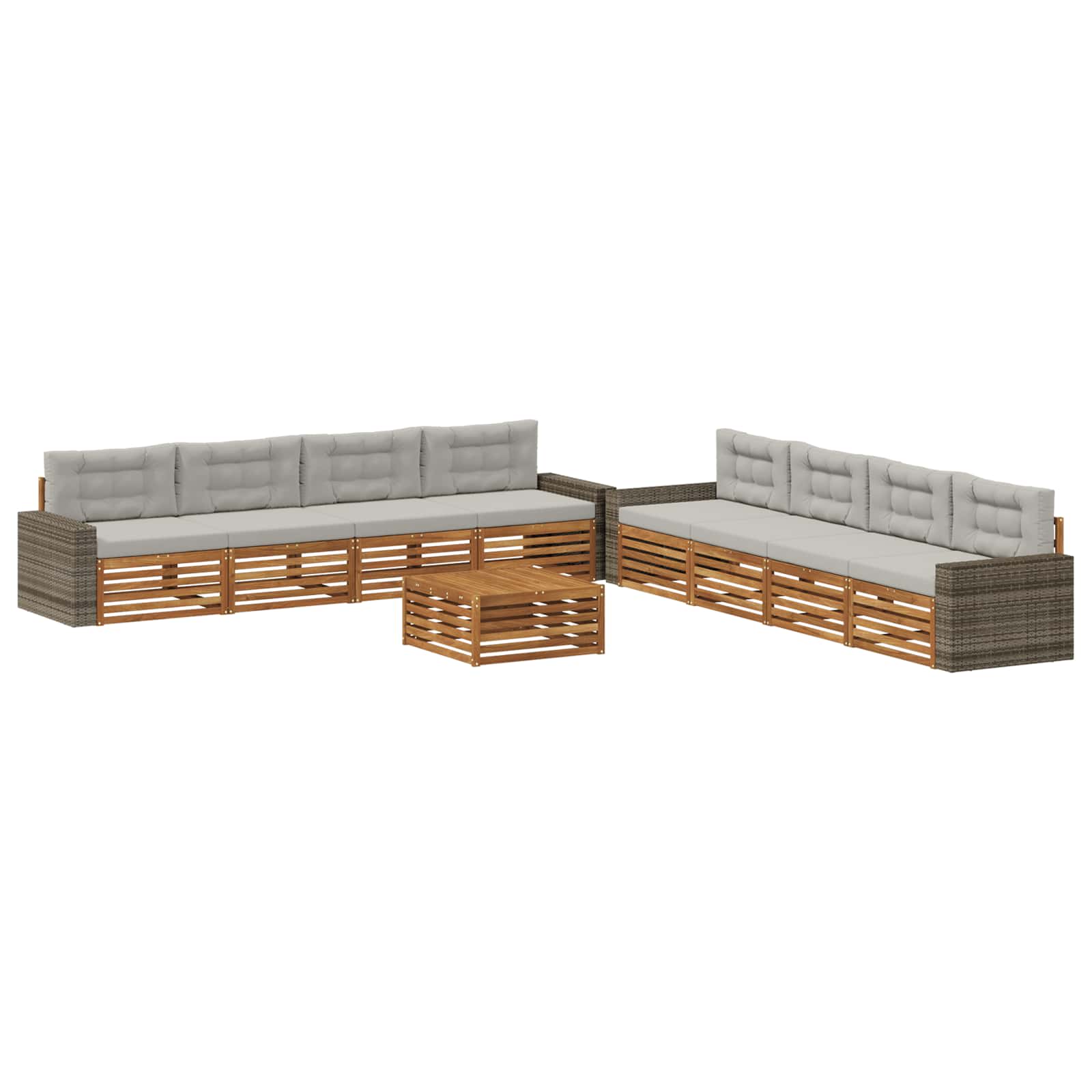 Ensemble de canapés d'extérieur 9 pcs Naturel et gris clair - XIOS