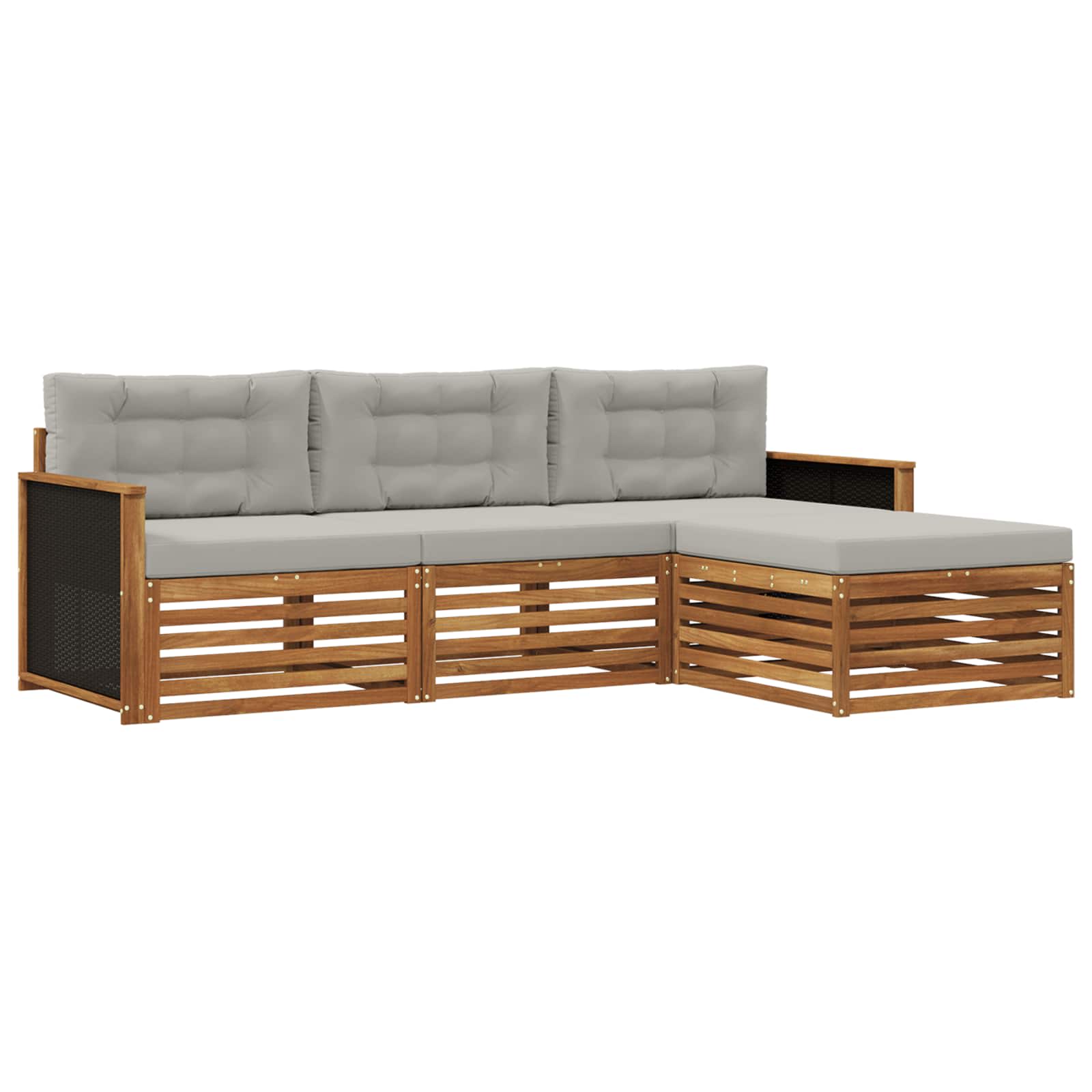 Ensemble de canapés d'extérieur 4 pcs Naturel et gris clair - XIOS