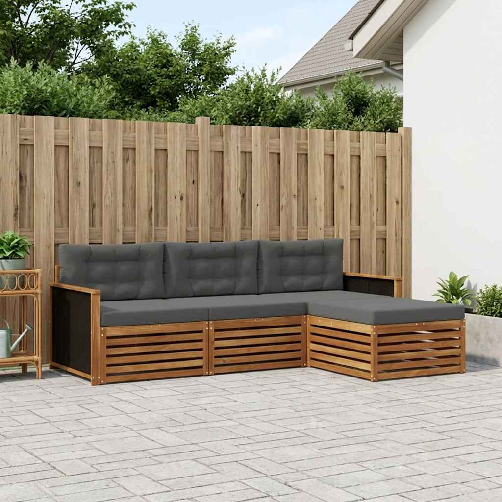 Ensemble de canapés d'extérieur 4 pcs Naturel et Anthracite - XIOS