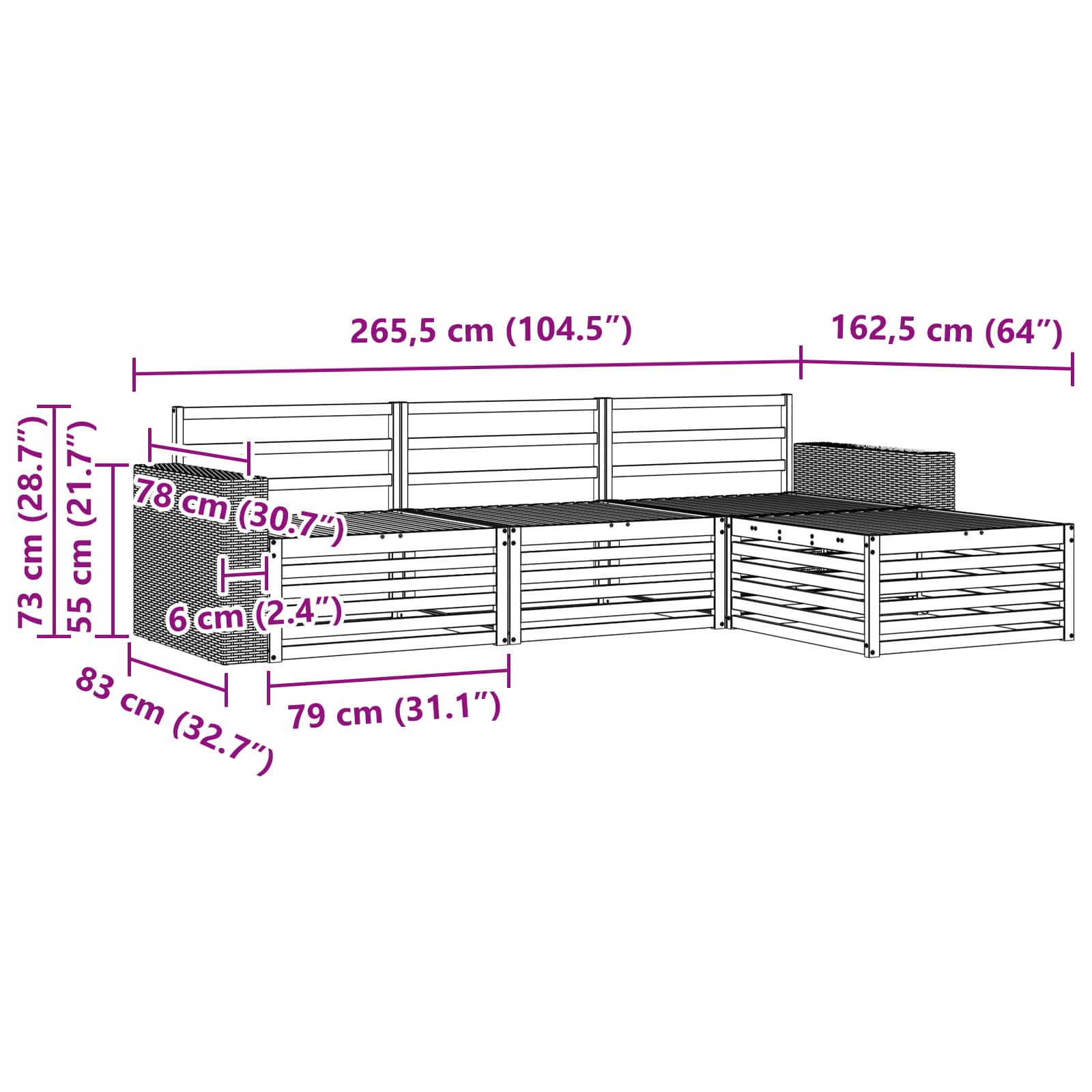 Ensemble de canapés d'extérieur 5 pcs Bois d'Acacia Massif - XIOS