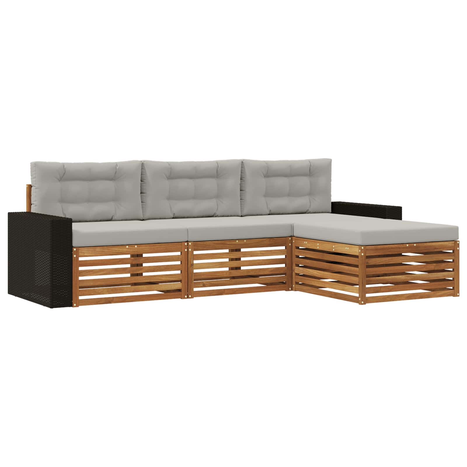 Ensemble de canapés d'extérieur 4 pcs Naturel et gris clair - XIOS