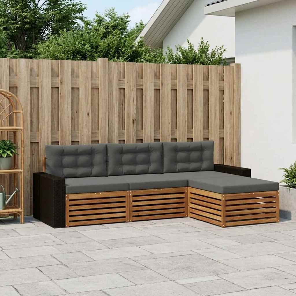 Ensemble de canapés d'extérieur 4 pcs Naturel et Anthracite - XIOS