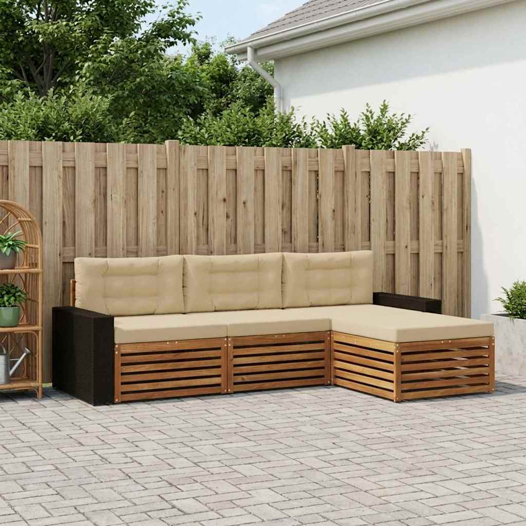 Ensemble de canapés d'extérieur 4 pcs Naturel et Beige - XIOS