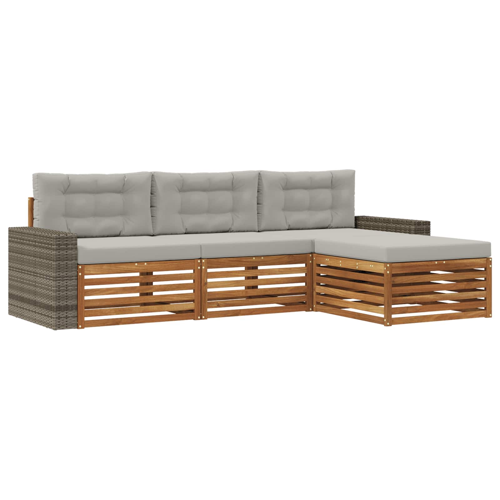Ensemble de canapés d'extérieur 4 pcs Naturel et gris clair - XIOS