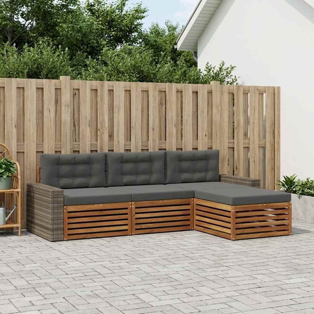 Ensemble de canapés d'extérieur 4 pcs Naturel et Anthracite - XIOS