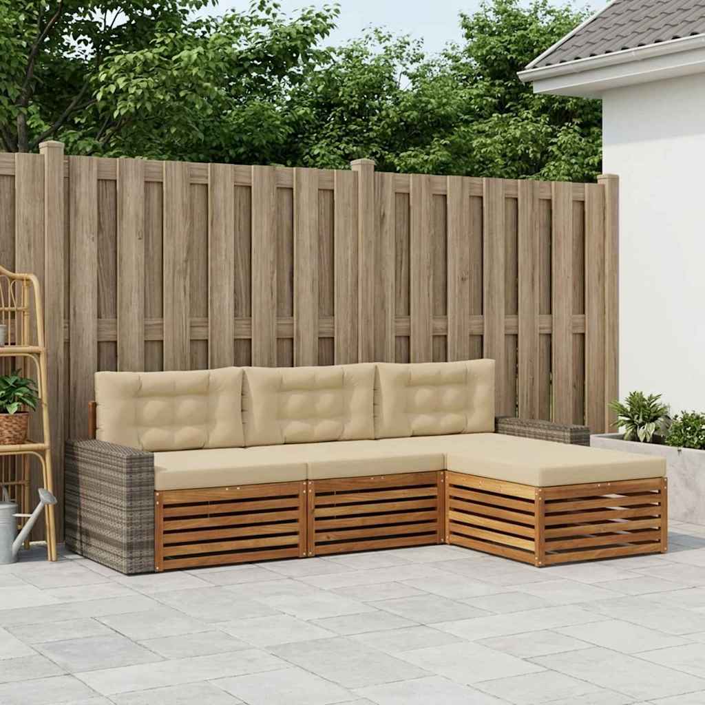 Ensemble de canapés d'extérieur 4 pcs Naturel et Beige - XIOS
