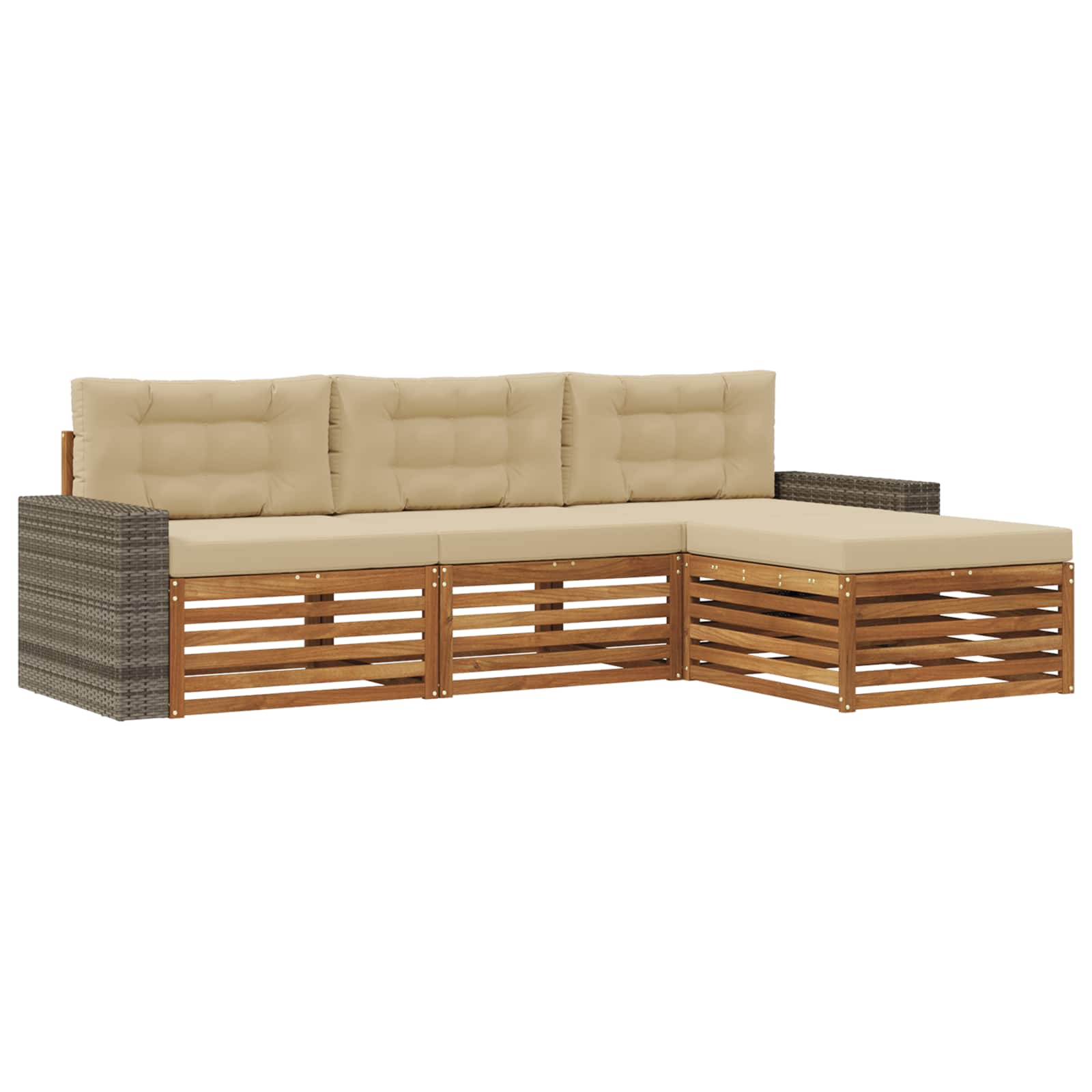 Ensemble de canapés d'extérieur 4 pcs Naturel et Beige - XIOS