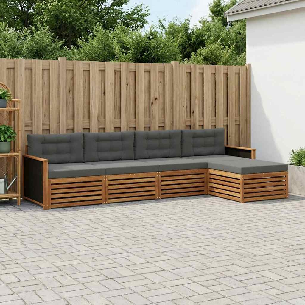 Ensemble de canapés d'extérieur 5 pcs Naturel et Anthracite - XIOS