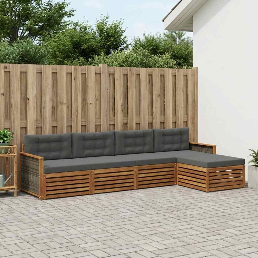 Ensemble de canapés d'extérieur 5 pcs Naturel et Anthracite - XIOS