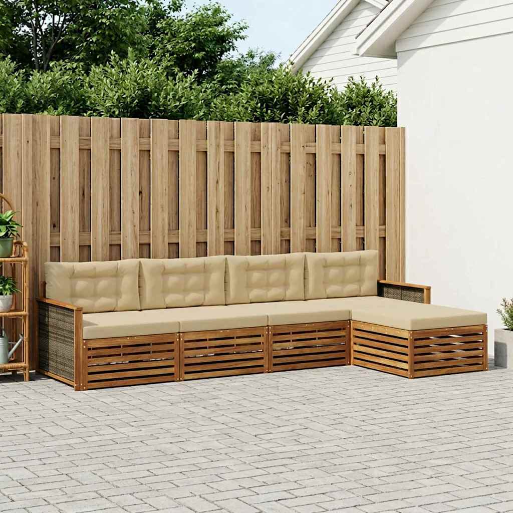 Ensemble de canapés d'extérieur 5 pcs Naturel et Beige - XIOS