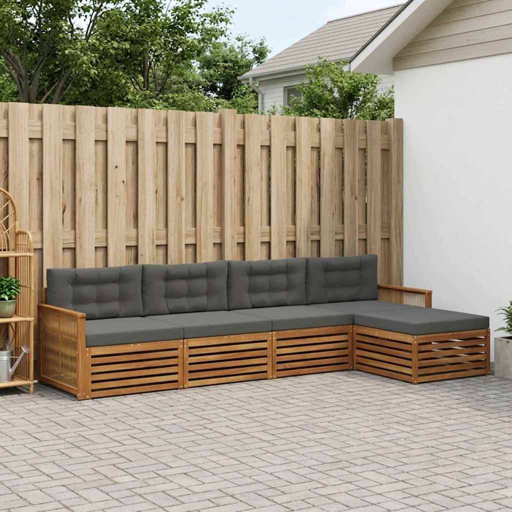 Ensemble de canapés d'extérieur 5 pcs Naturel et Anthracite - XIOS