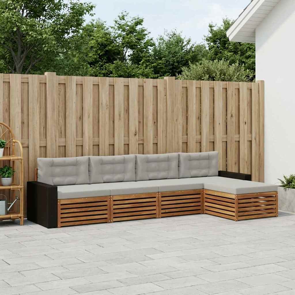 Ensemble de canapés d'extérieur 5 pcs Naturel et gris clair - XIOS