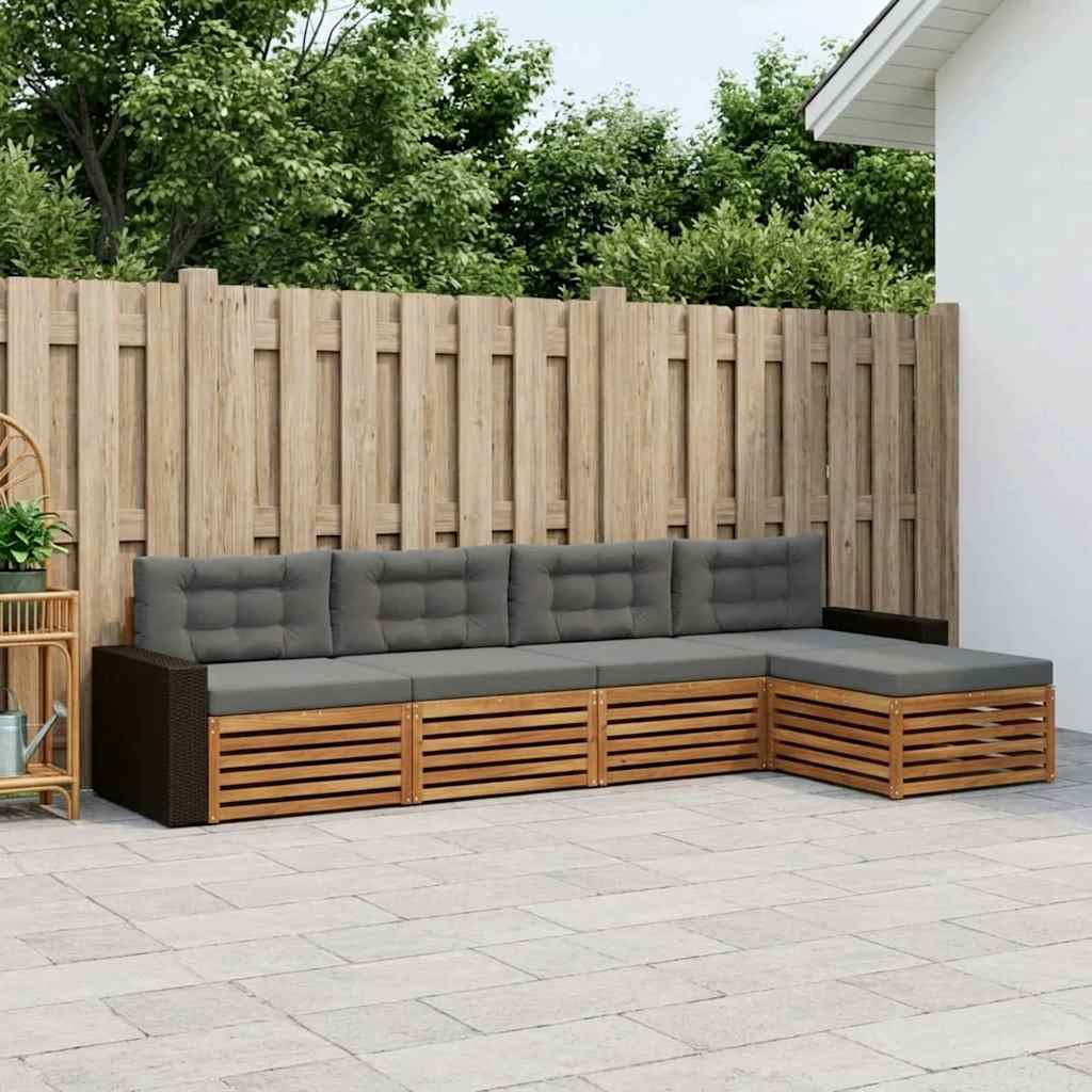 Ensemble de canapés d'extérieur 5 pcs Naturel et Anthracite - XIOS