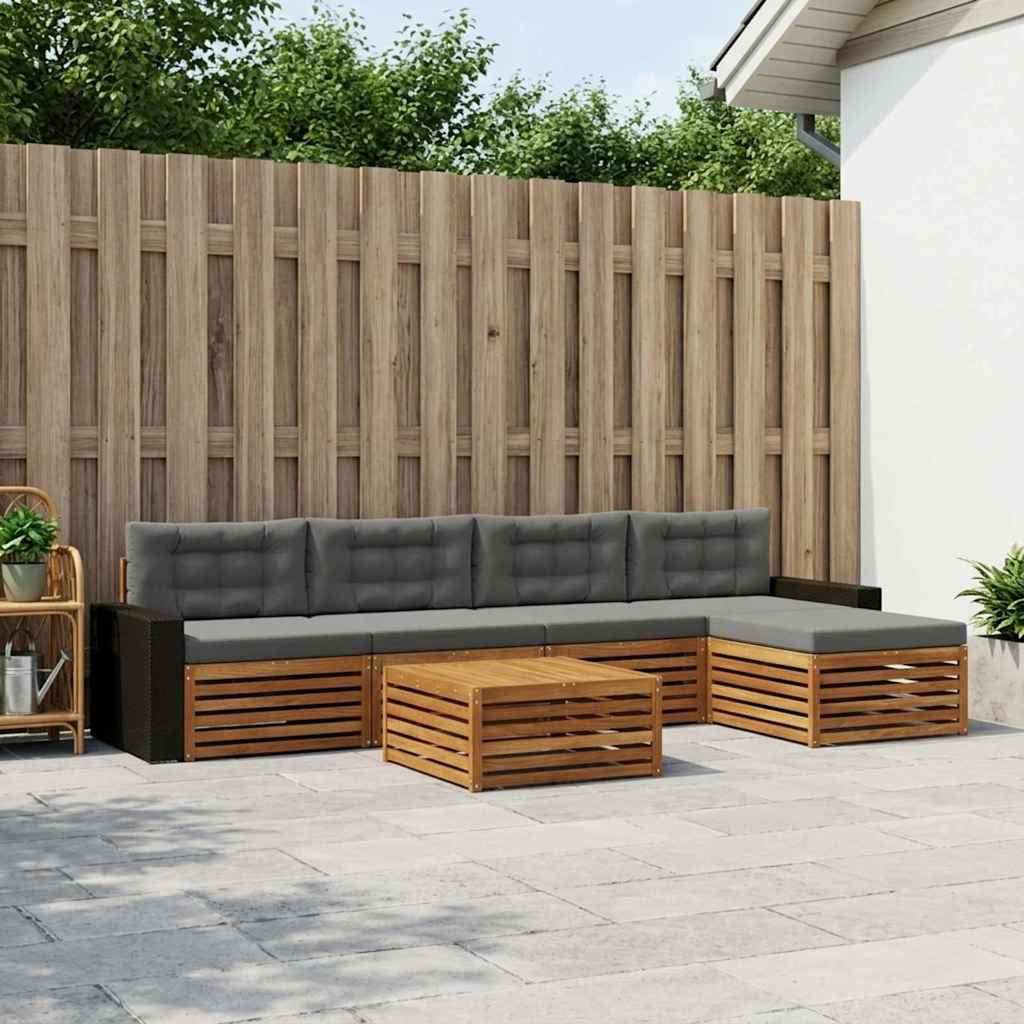 Ensemble de canapés d'extérieur 6 pcs Naturel et Anthracite - XIOS
