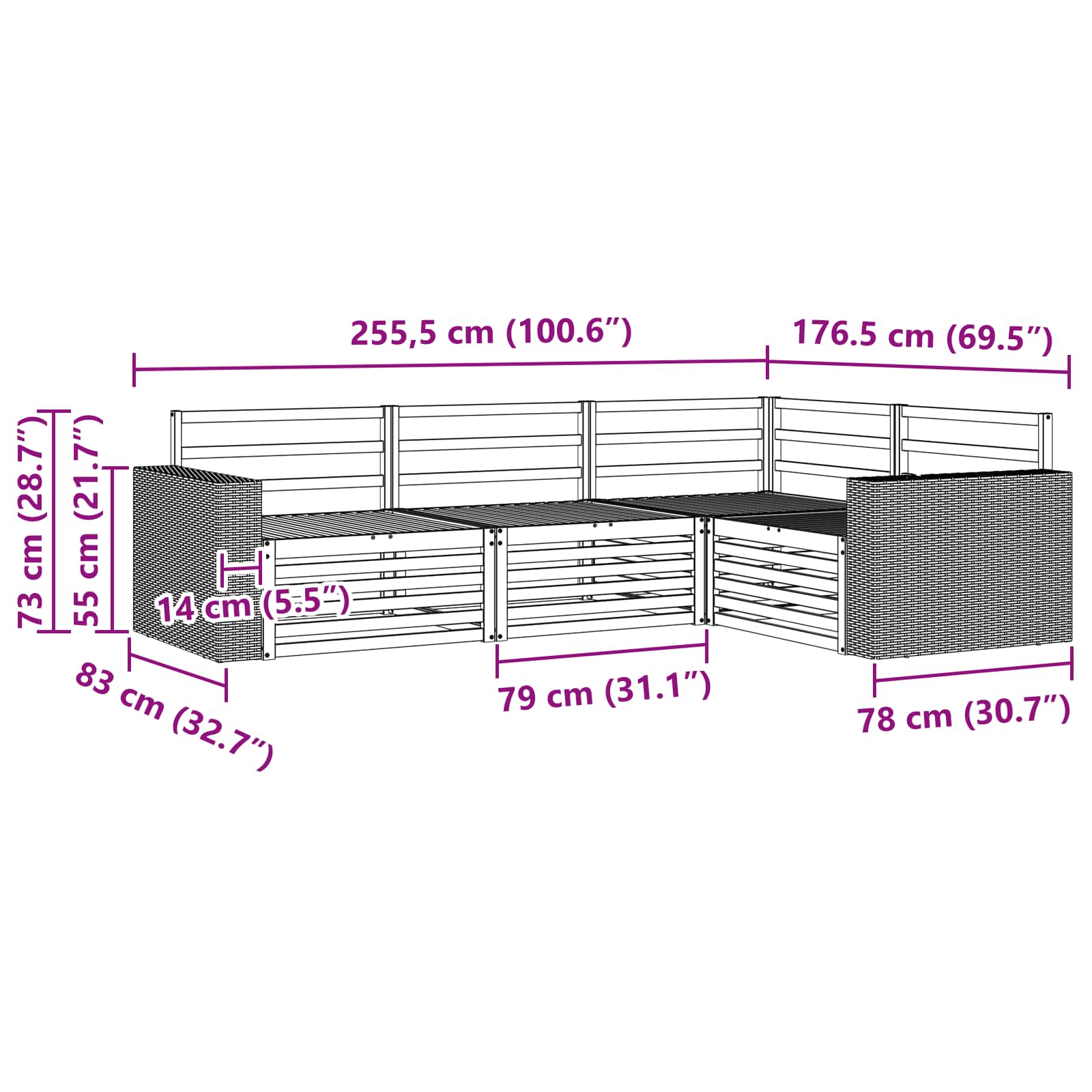 Ensemble de canapés d'extérieur 4 pcs Naturel - XIOS