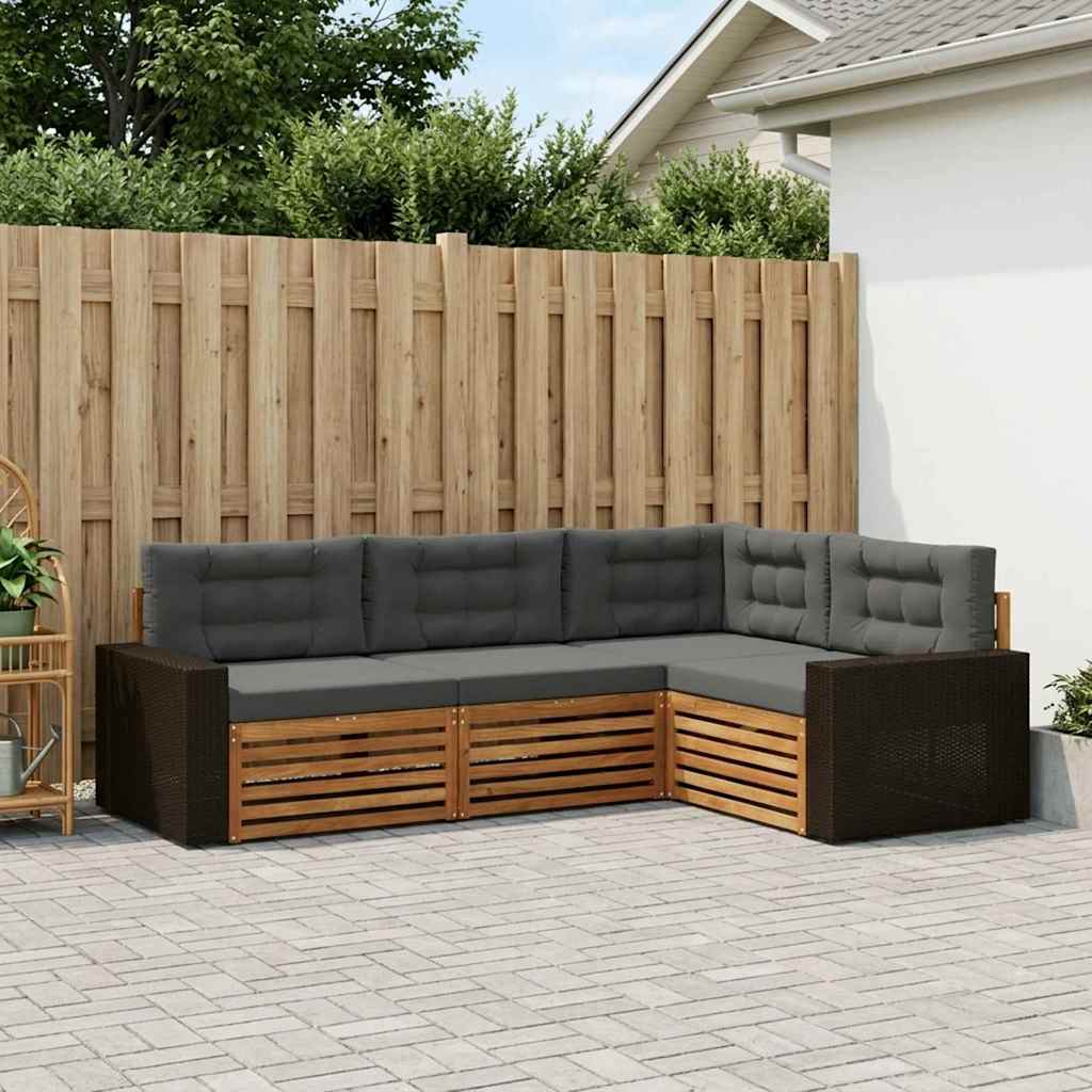 Ensemble de canapés d'extérieur 4 pc Naturel et Anthracite